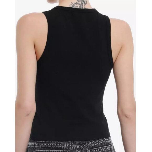 SOCIAL COLLISION Girls' Drippy Rib Cage Muscle Tank Top Size XL 13-15 In Black - Picture 2 of 8